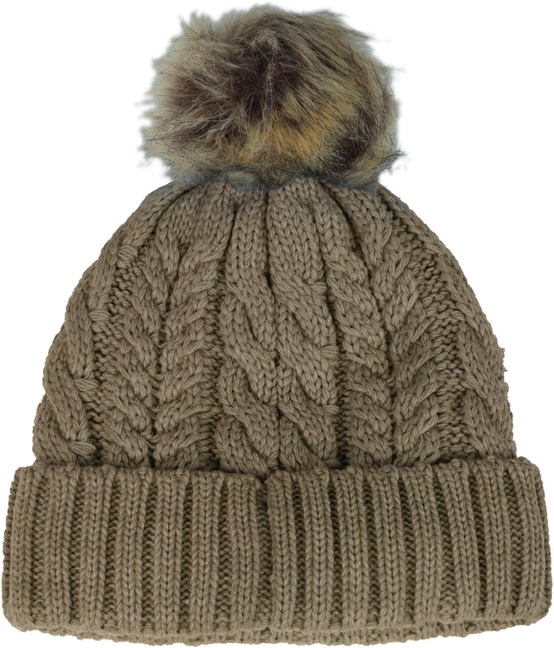 Timberland Women’s Cable Knit Faux Fur Pom Beanie - Soft Winter Hat, Ribbed Cuff, Warm Lining, Stylish Cozy Cold Weather Wear - Image 4