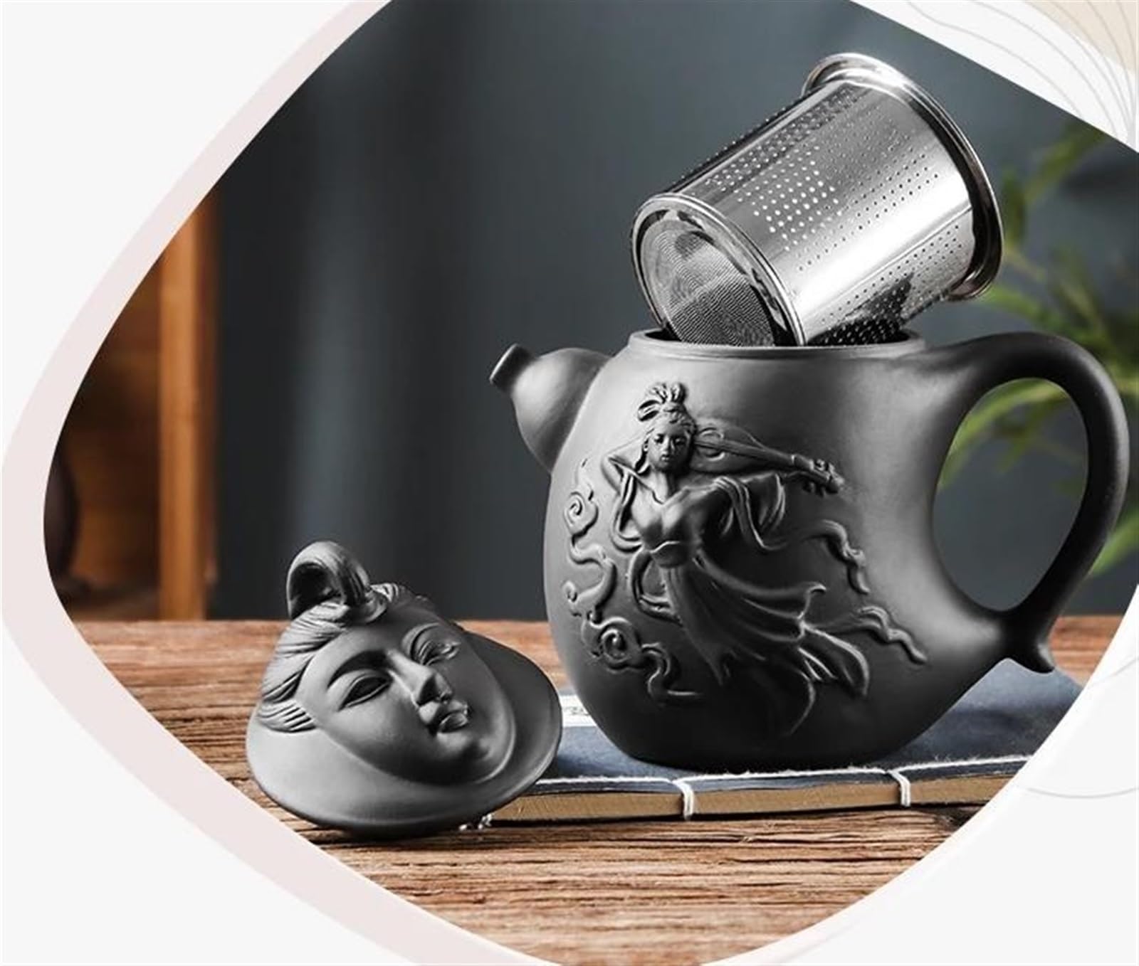 Teiere Servitori Di Caffè Set Da Tè Da Viaggio Set Da Tè Kung Fu Per Uso Domestico 600ml Filtro In Acciaio Inossidabile Incorporato Teiera In Argilla Viola Teiera Feitian Di Grande Capacità Teiere Ser