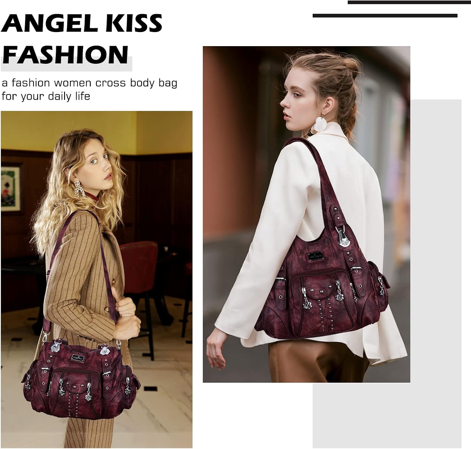 Angel Kiss Purses for Women Soft PU Leather Large Hobo Bags for Women Shoulder Bag | Soft, PU Leather, Large, Soft, PU Leather, Large - Image 7