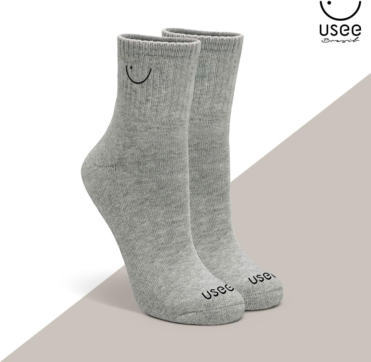 Kit com 10 Pares de Meias Cano Médio Algodão Usee Brasil