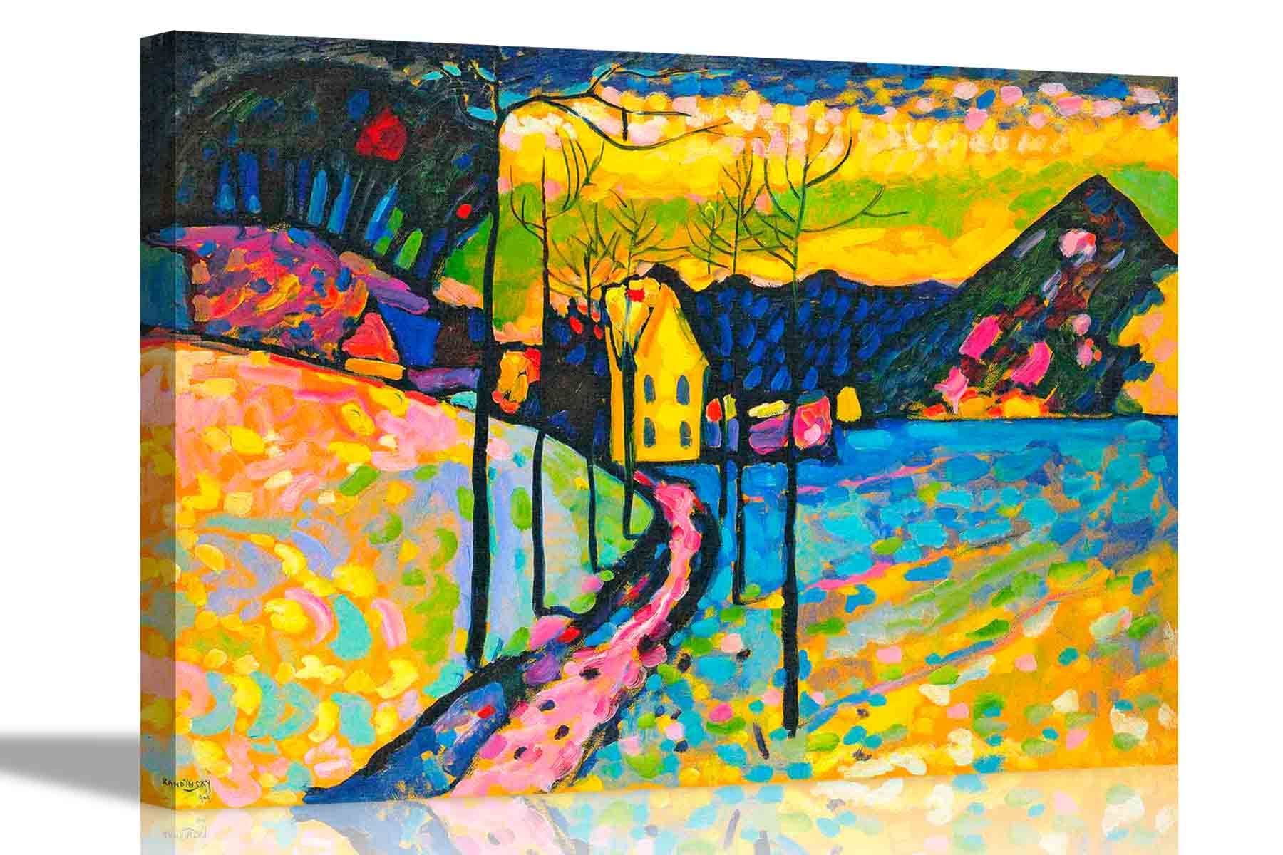 Artley Prints Multicoloured Winter Landscape By Wassily Kandinsky Canvas Pictures Framed Prints Wall Art Home Office Work Artwork 76 X 50Cm (30 X 20 Inches)