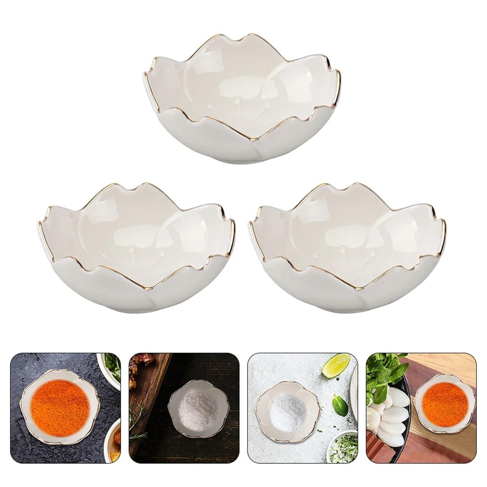 Tapas-Geschirr-Set aus Keramik, 3-teilig, Mini-Dipschalen und Gewürzteller für Snacks, Saucen und Geschirr, elegante Keramikhalter für Unterhaltung