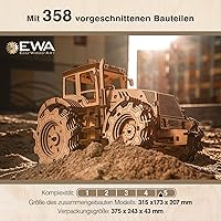 Vista 5 de EWA - Modelo de madera mecánico 3D - Tractor de bricolaje con sistema Start-Stop, motor de seis en línea y más - Rompecabezas de madera 3D