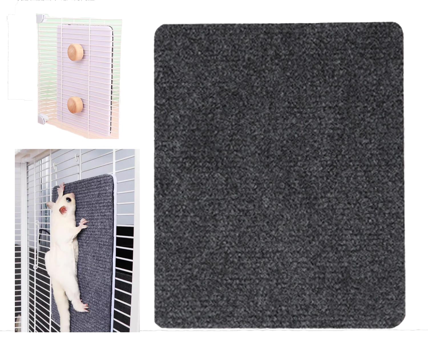 EsiFare モモンガ 爪研ぎ ステップ ケージ 取付け フクロモモンガ 爪研ぎ ステップ 洗える 爪切り おもちゃ 小動物 飼育ケージ内装 爪とぎマット 爪とぎシート 耐摩耗 クライミング マット ネイルケア 爪切り ひっかき防止 シート 運動不足解消 遊び道具 ネジ止め式（ダークグレー）