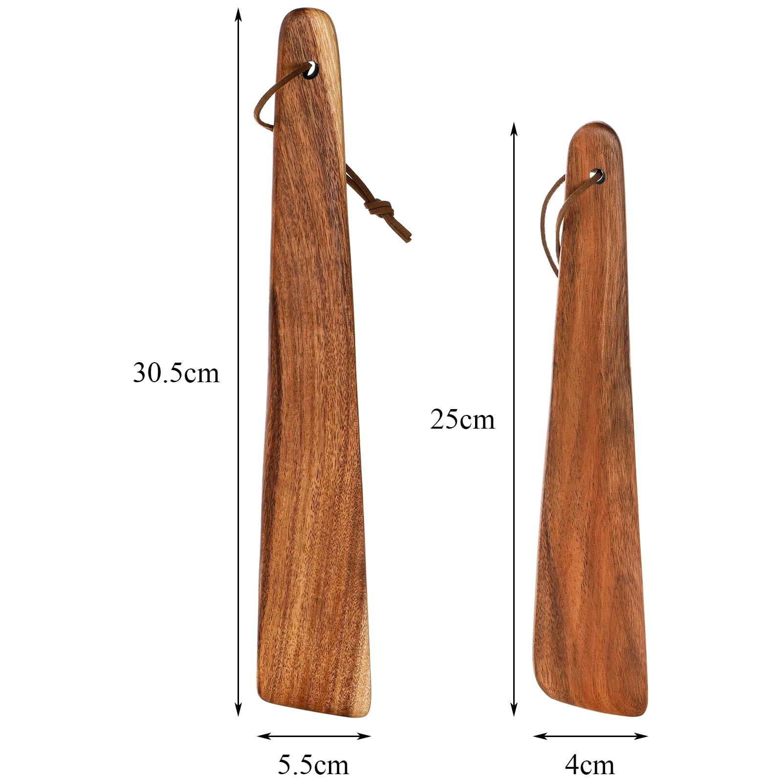 Juego de 4 espátulas pequeñas de madera de teca para hierro fundido, 10 pulgadas y 12 pulgadas, espátula plana de madera multiusos para voltear, servir, raspar y girar 2