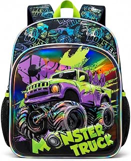 17" Truck Backpack for Boys,3D Holographic Truck Bookbag