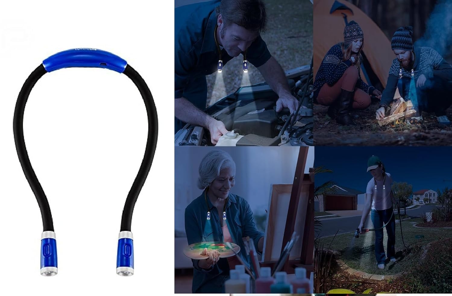 QAWACHH Rechargeable Flexible Adjustable 4 LED Light Neck Book Night Lamp Torch: Illuminate Your Garden Strolls with Versatility - Amazon product rated Grade A