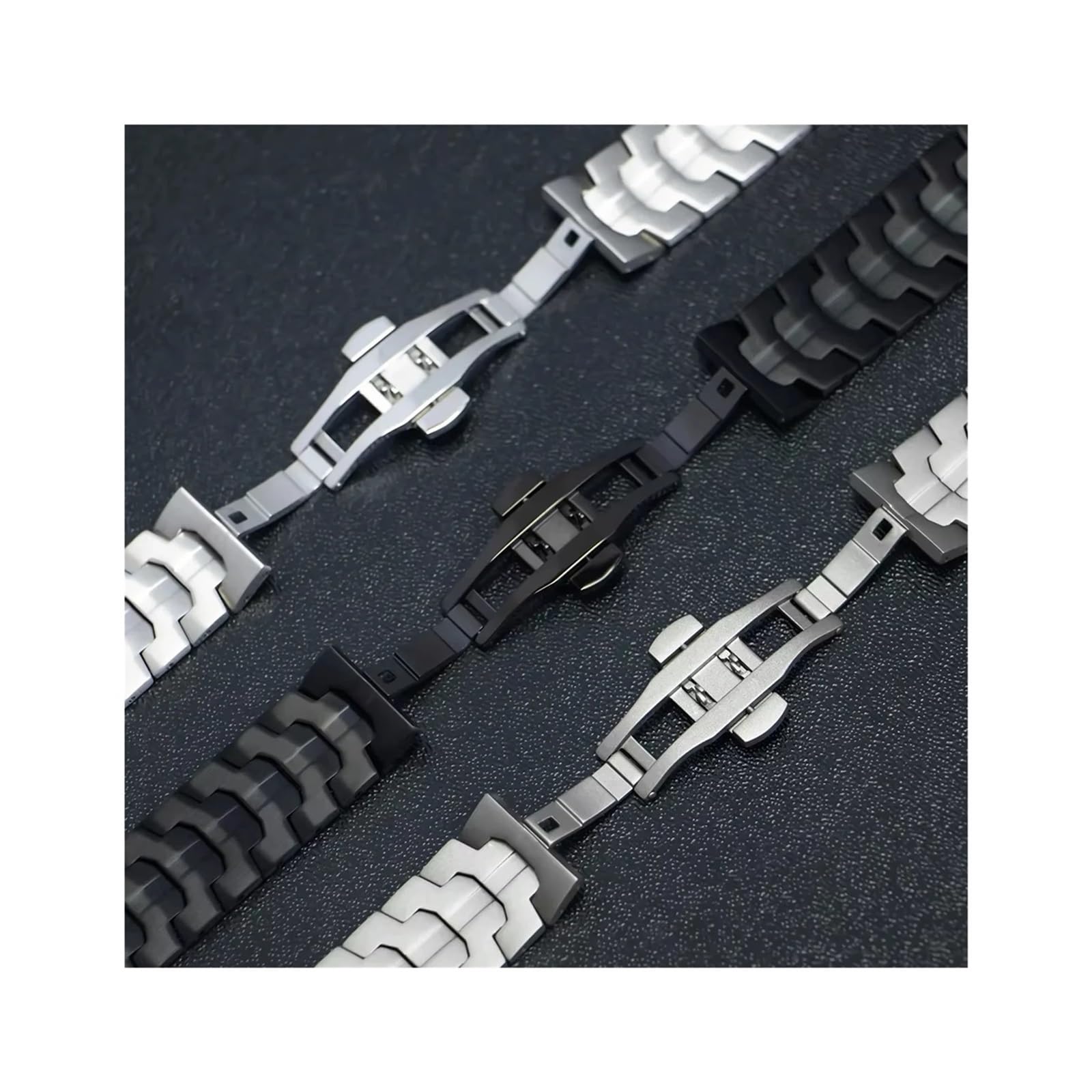 bracelet de montre, Bracelet compatible avec montre, boucle papillon en métal sans espace, bracelet de poignet