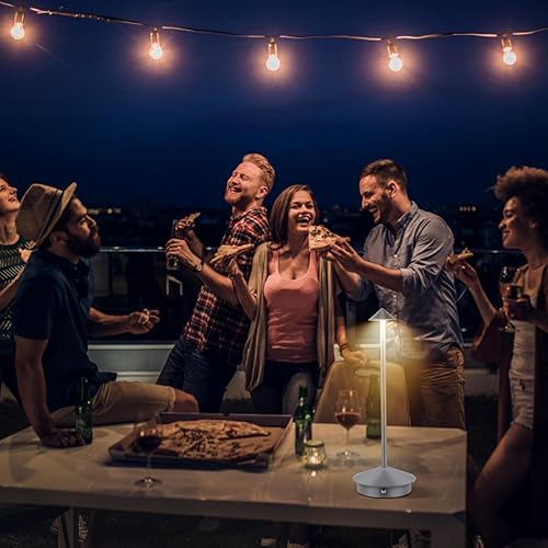 Miniatura 5 de Lámpara de mesa inalámbrica, LED táctil, recargable, portátil, 6000 mAh, funciona con pilas, 3 niveles de brillo regulable, lámparas de escritorio