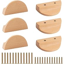 MOROBOR Half Moon Drawer Handles, 6PCS Wooden Semi Circle Pulls Beech Wood Wardrobe Drawer Hardware Double Hole Handle for Drawer Cabinet Wardrobe