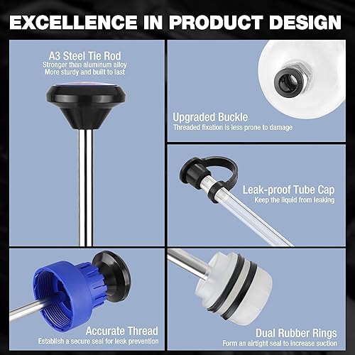 Miniatura 9 de WORKPRO Extractor de fluido manual de 200 cc, jeringa de aceite multiusos, bomba de succión de aceite, bomba de extracción y llenado manual, Jeringa