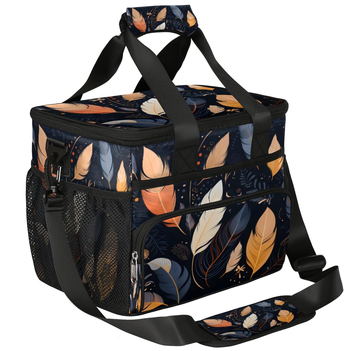 Abstract Insulated Picnic Backpack Lunch Box for Women Men Picnic Basket Tote Lunch Bag Picnic Bag Portable Lunch Bags for Picnic, Beach, Work, Trip,Office, Camp Beautiful Bird Feathers