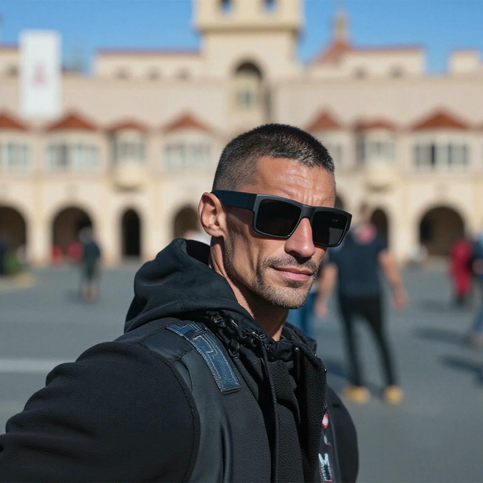 Gafas De Sol Cabeza Grande para Hombres Y Mujeres, Deportivas Seguridad Uv400, Deporte Trabajo Al Aire Libre-Negro Oscuronegro