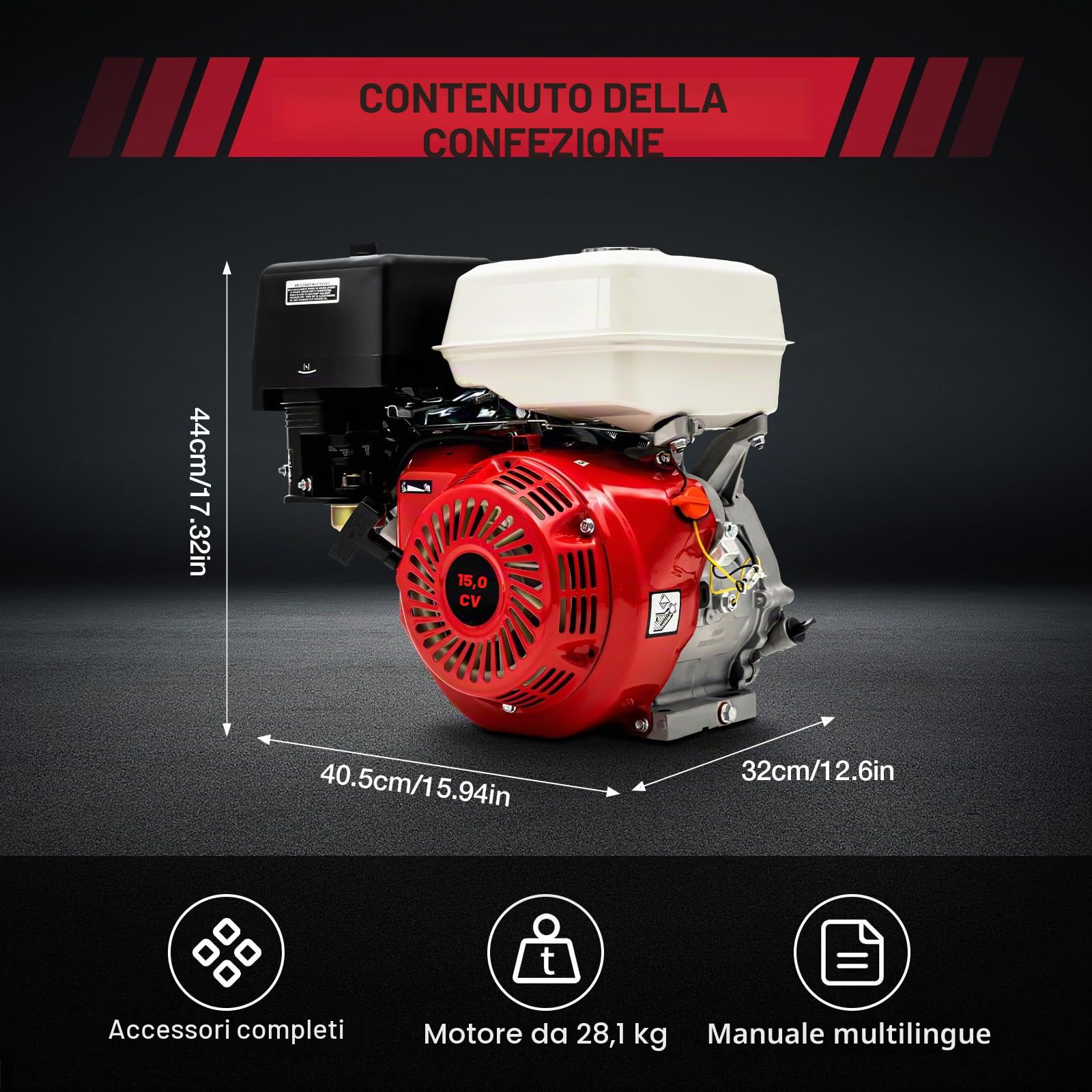 Motore a benzina a 4 tempi da 15 CV con avviamento a cavo, motore a benzina HV da 420 cc, motore a quattro tempi raffreddato ad aria 9000 W 3600 giri/min