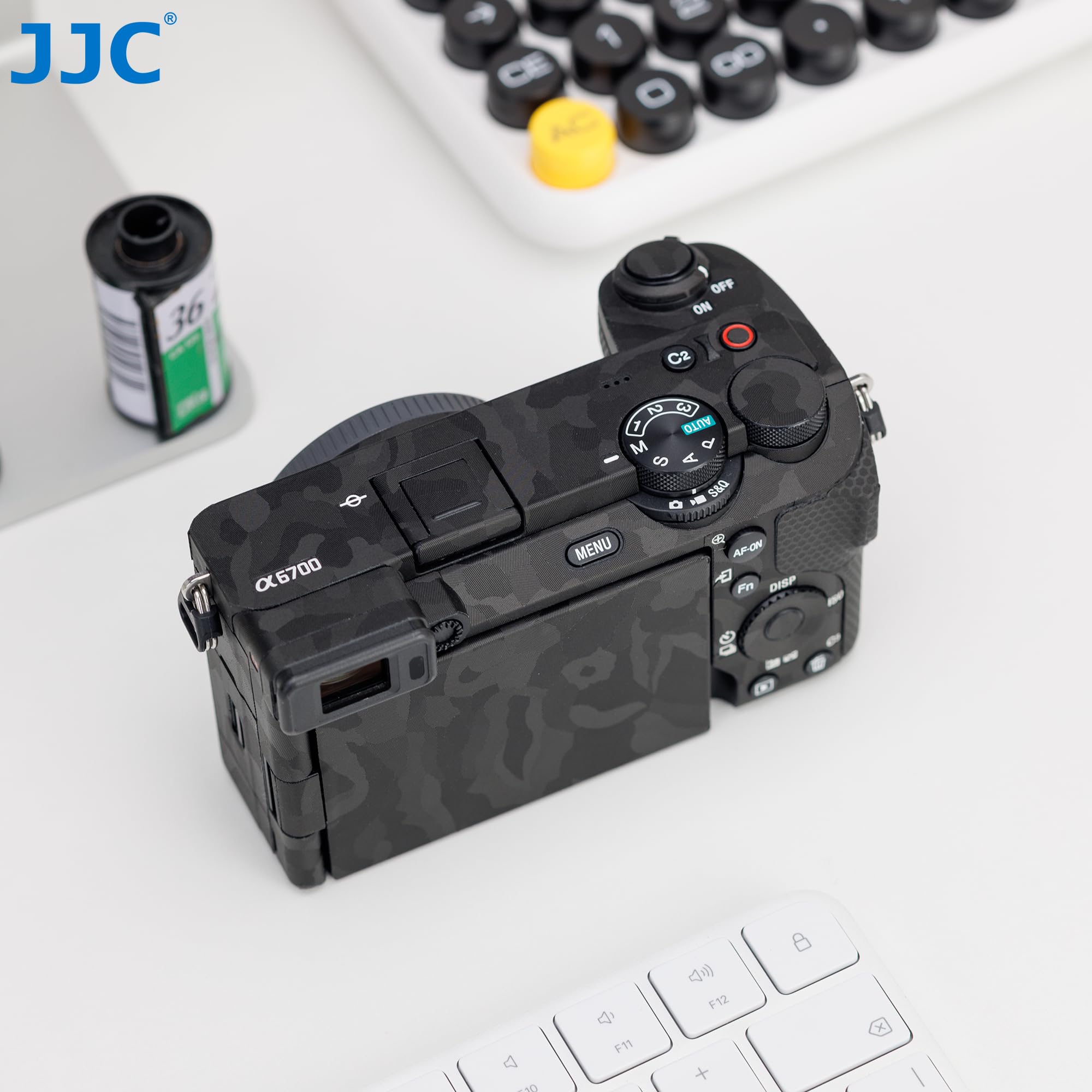 JJC Naklejka na skórę, osłona ochronna do aparatu Sony A6700 ILCE-6700 - folia ochronna 3M, odporna na zarysowania, osłona (czarny cień)