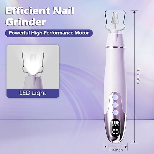 Miniatura 4 de Kit profesional de manicura y pedicura con molinillo de uñas eléctrico, taladro de uñas inalámbrico de 10 velocidades con luz LED, lima de uñas con