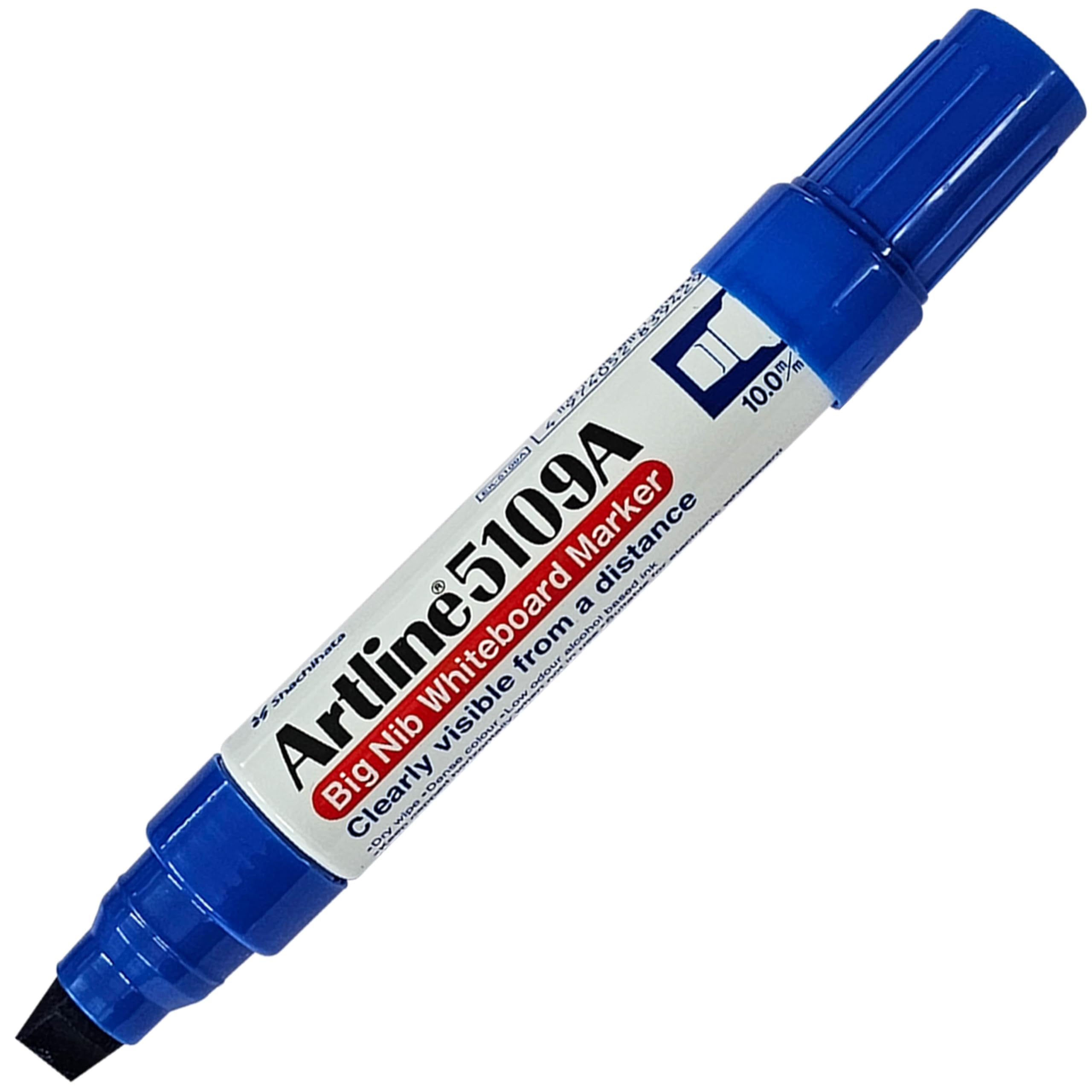 Artline 5109A Big Nib Whiteboard Marker Pens, BLUE, Broad Chisel Tip (10.0mm), Pack of 1, Dry Erase, Dry Wipe, Refillable, Visibly Clearly, School Office Use