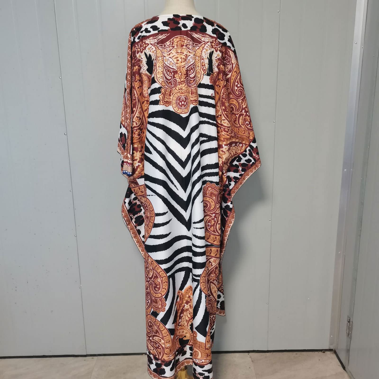 Rivestimento da spiaggia con stampa etnica oversize, caftani, costume da bagno, copritutto da donna