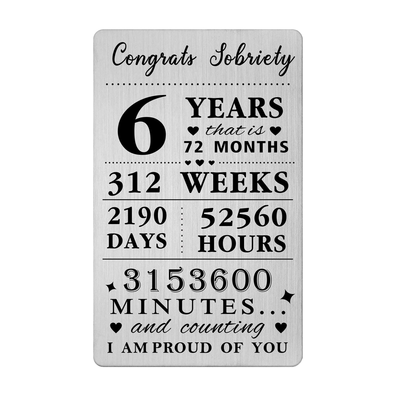 Gezxin 6 Years Sobriety Gifts For Men Women- Congratulations 6 Years Sober Card for Him Her- Personalised 6 Year Recovery Gifts I Am Proud Of You