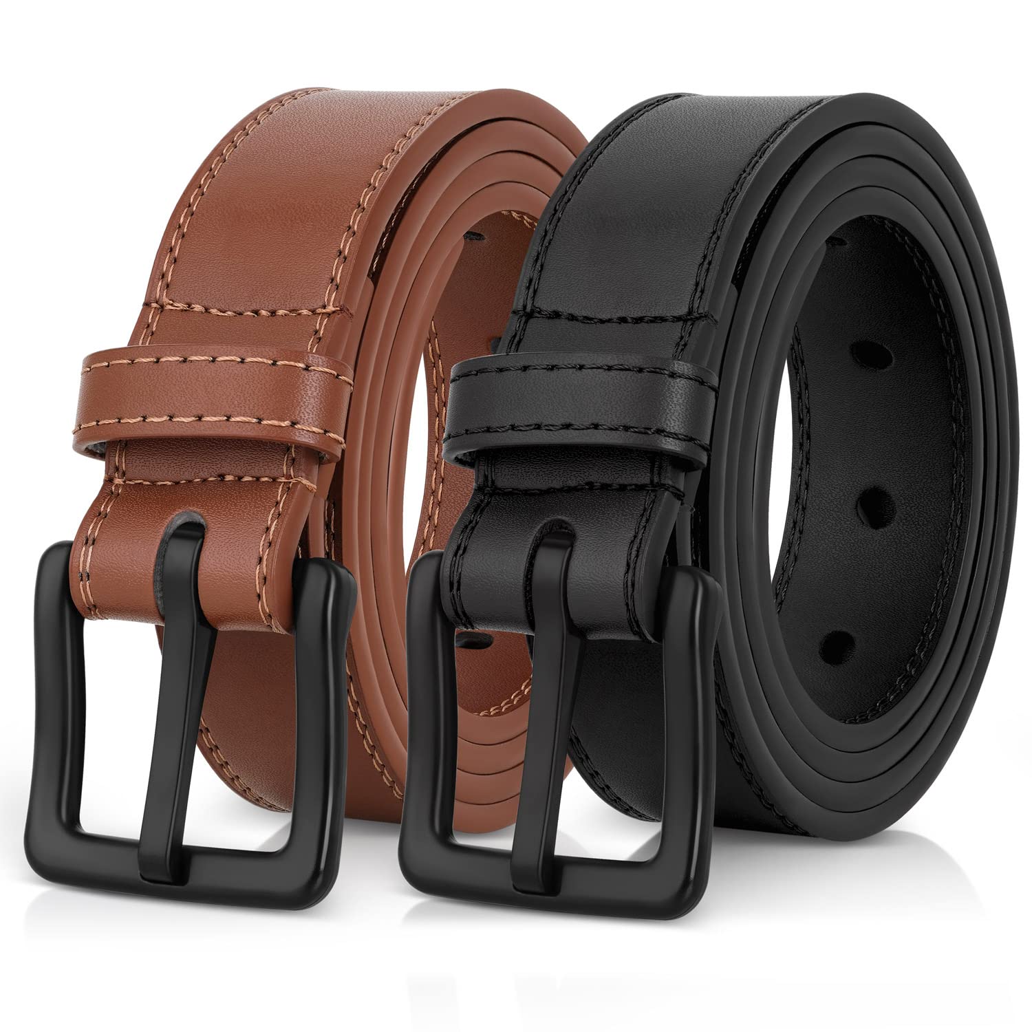 ITAY Metal Free Hypoallergenic Leather TSA Belt Strap, Sturdy Men's Adjustable Nickel Free Belt