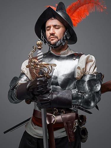 Miniatura 4 de Janmercy 4 piezas de espada medieval renacentista para cinturón de esgrima para disfraz de niños, soporte de espada de cuero para fiesta de Halloween