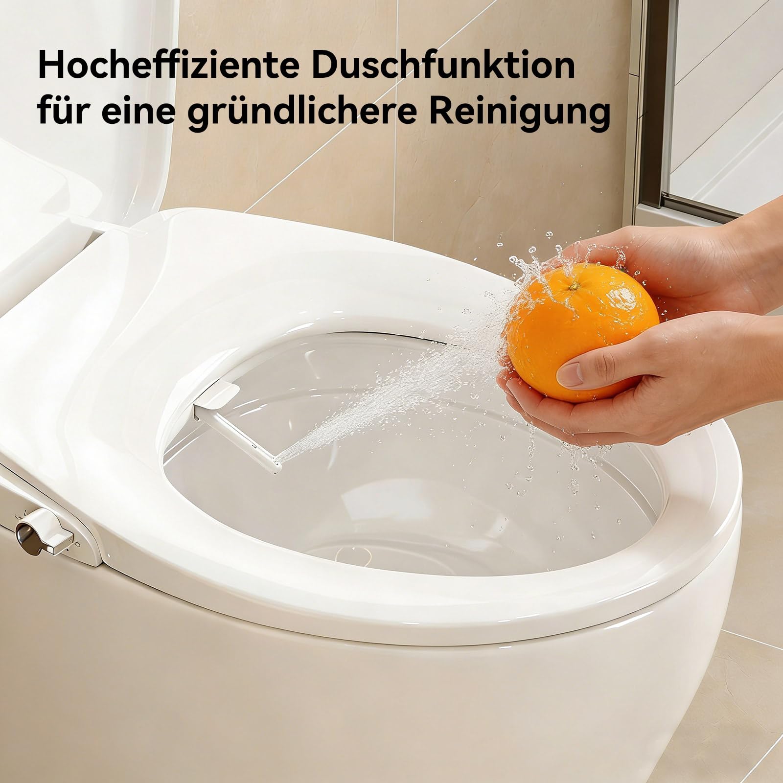 HOROW Tapa de inodoro sin electricidad, tapa de inodoro con dispositivo de descenso automático, asiento de inodoro para ducha trasera y ducha, accesorio de bidé para inodoro, incluye manguera de