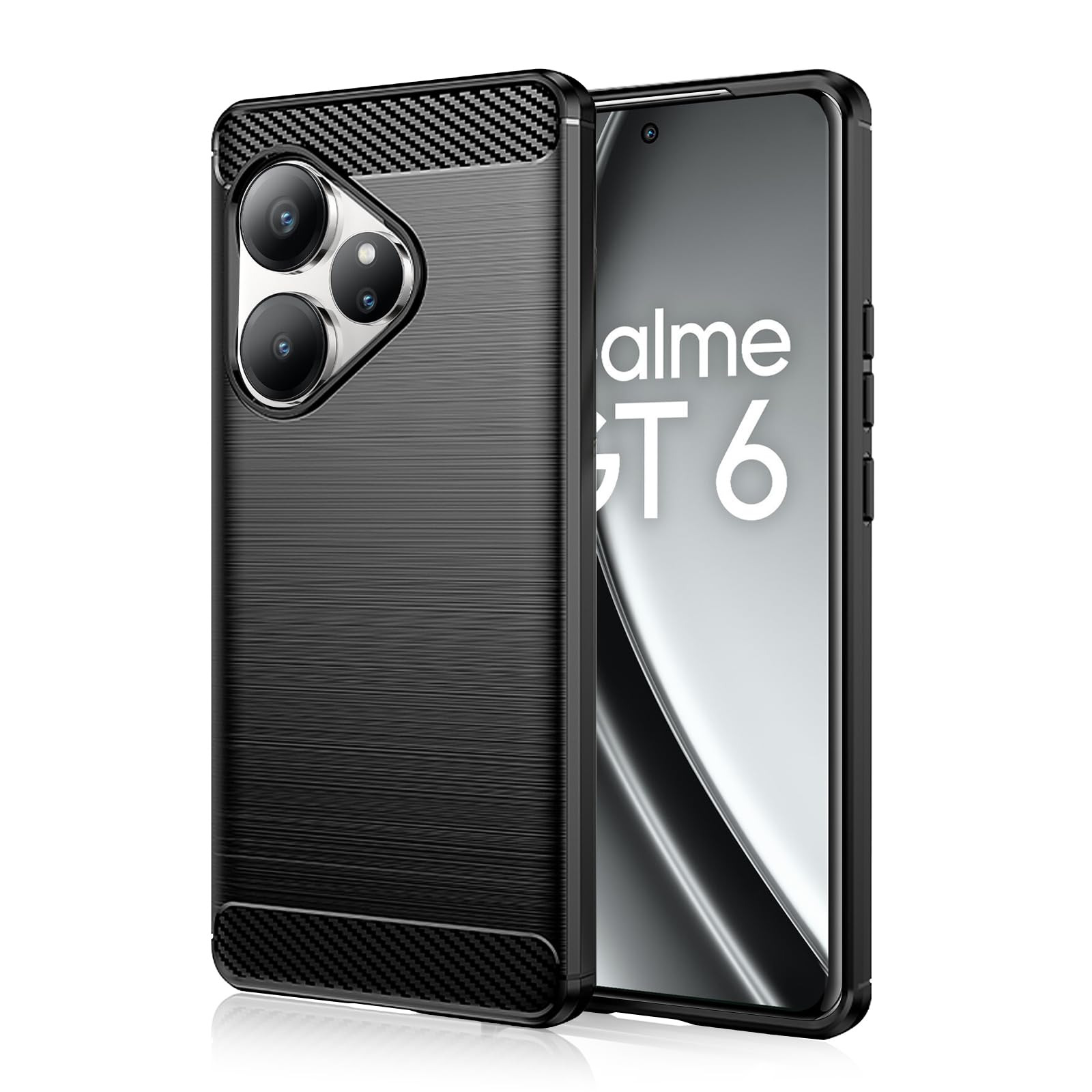 Lustree Back Cover Brushed Fiber Anti-Slip Silicone Back Cover for Realme GT 6T / Realme GT 6 - Black (B0DFCWDDGR) Amazon Price History, Amazon Price Tracker