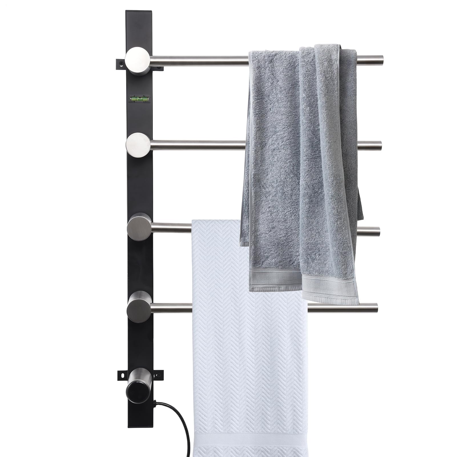 Heated Towel Rack - Electric Towel Heater with Timer | Towel Heater LED Display, Adjustable Temperature 4 Towel Drying Rack for Bathrooom