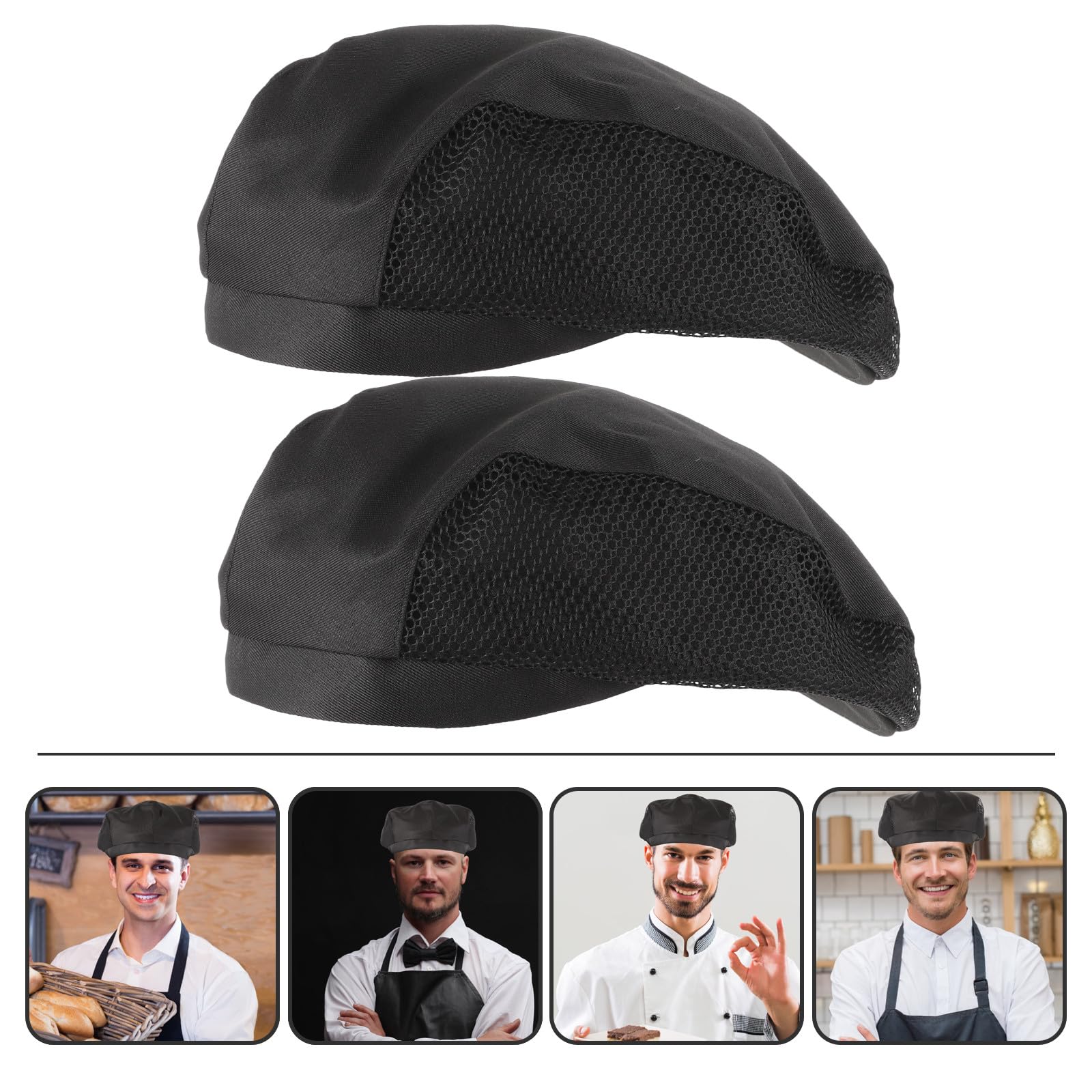 Generico 2 Pezzi Cappelli da Cuoco in Rete Traspirante per Ristorante Bar Pasticceria