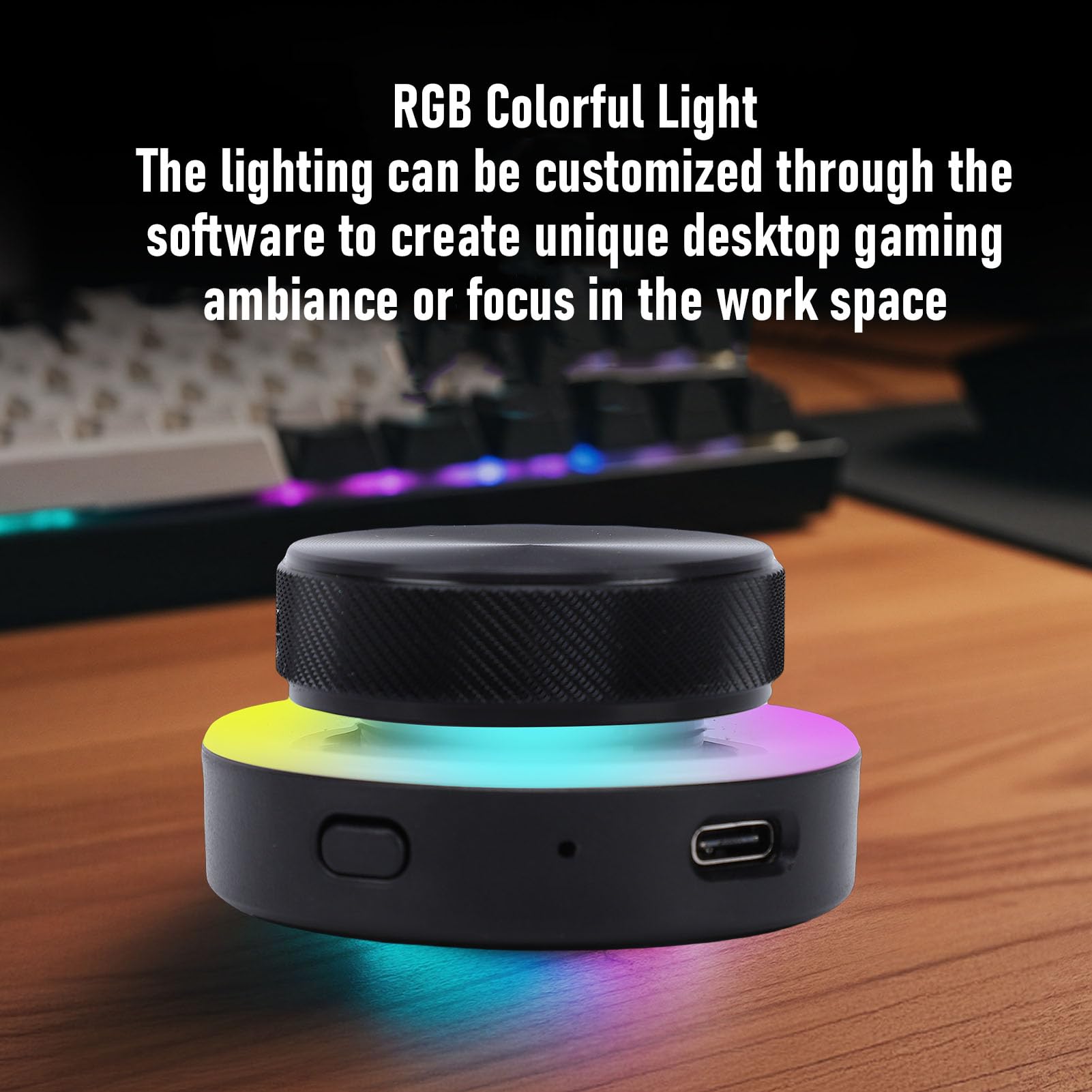 Fockety Perilla de Controlador Inteligente, 2.4G BT Perilla de Control de Volumen Programable con Luz RGB, Controlador Multimedia USB para Juegos de PC Control de Audio en el Hogar