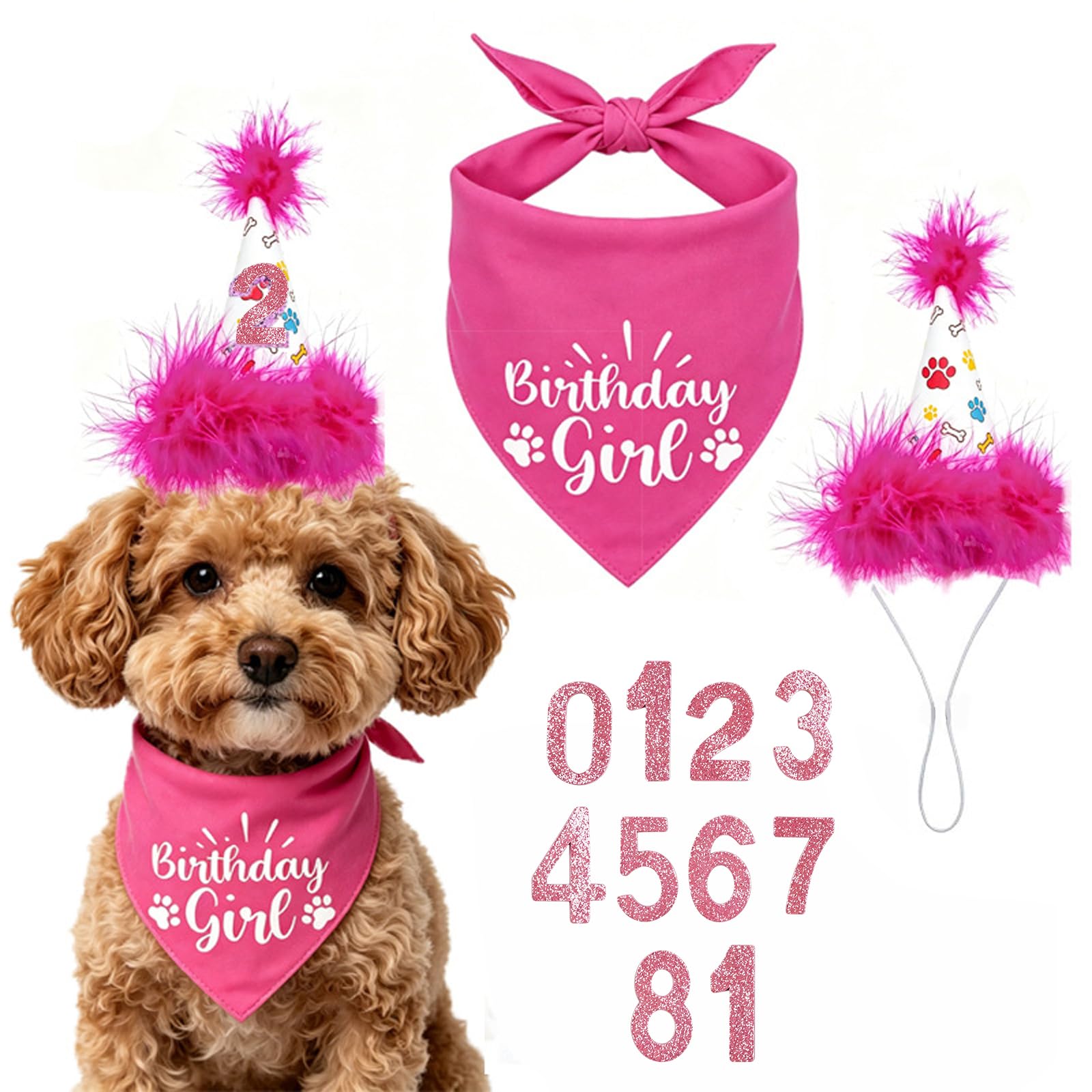 Focenat Dog Birthday Bandana Set Adjustable Pet Party Outfit