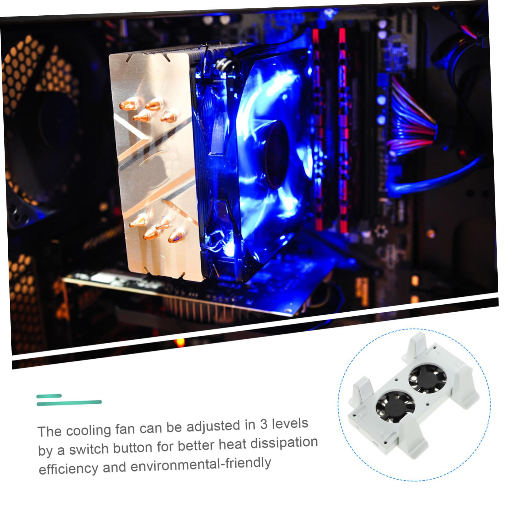 Base Ventilador de Refrigeración Doble para Consola Soporte Vertical 2 USB Velocidades Ajustables Disipador Térmico para Consola Accesorios de Juegos