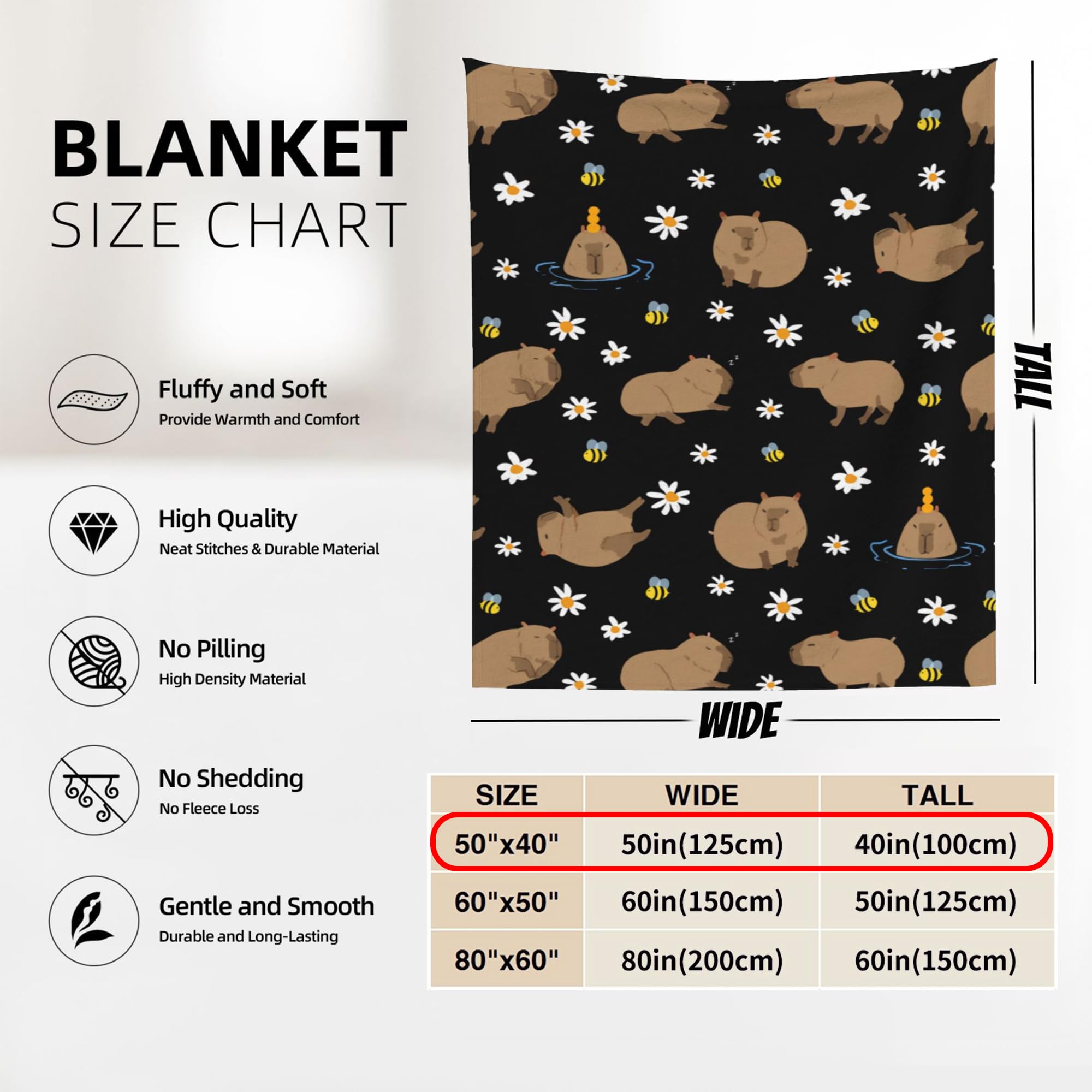 Capybara Decke 127x152 Cm – Kuschelige Sherpa-Fleece-Decke Mit Capybara-Motiv, Weich & Wärmend Für Sofa Oder Bett