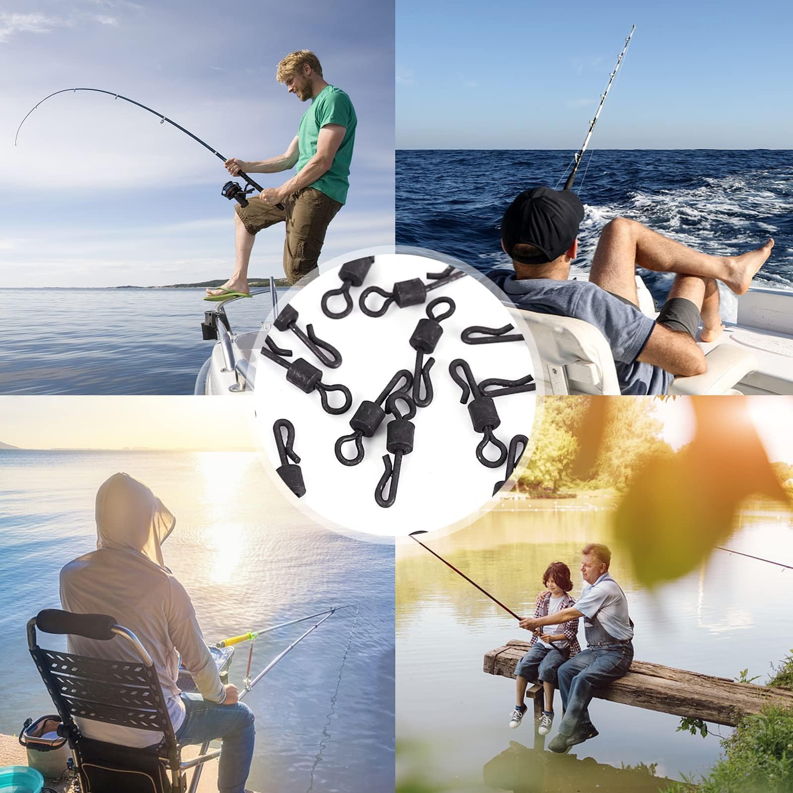 25 Pezzi Girelle da Pesca,Terminale Connettore Girevole a Forma di Q Terminali da Carpfishing,Clip da Pesca alla Carpa,Girelle Pesca con Bottoni a Pressione Connettore in Acqua Dolce o Acqua Salata