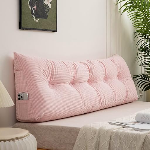 Wedge Headboard Pillows Twin XL Pink Daybed Pillow for Home Decor | Triangle Bolster Cushion For Lumbar Leg Support ,Pillow Headboard For Dorm Gap 39*15.7*4.7in
