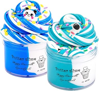 2 Pack Butter Slime Kit, Soft and Non-Sticky Funny Two-Tone Slime, Stress Relief Toy for Girls Boys, Party Favors, Birthday Gifts2 * 100ML