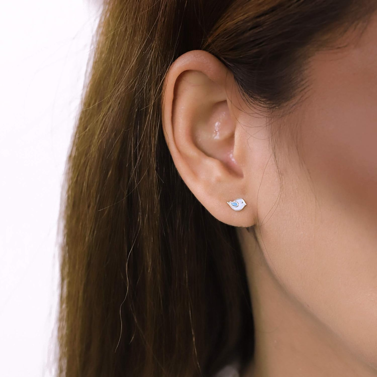 Boma Jewelry Sterling Silver Blue Bird Stud Earrings with Handpainted Enamel - Image 2