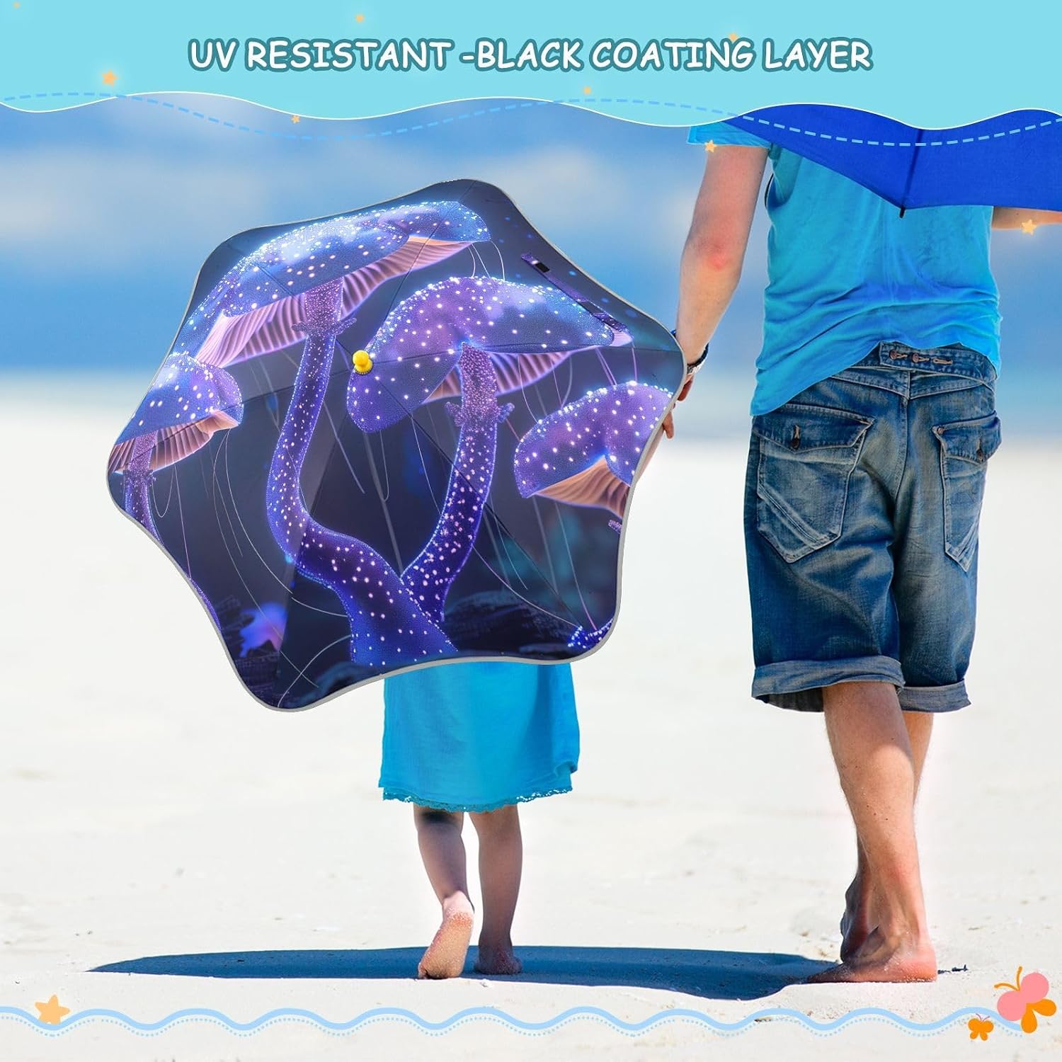 ODAWA Funny Cat Colorful Kids Umbrella Unbreakable Stick Rain Umbrellass for Rain