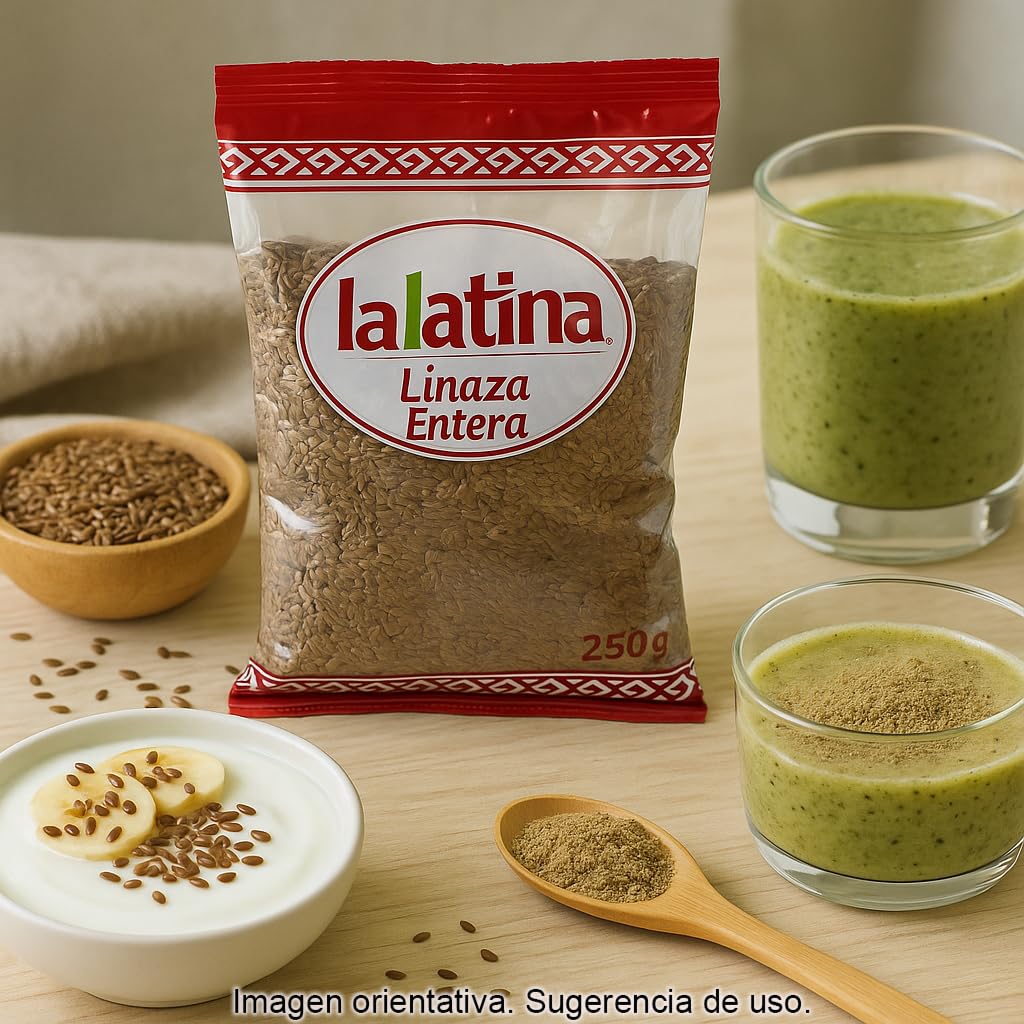 Semillas de linaza enteras 250 g, lino natural rico en fibra y omega 3 para recetas, panes y huevo vegano