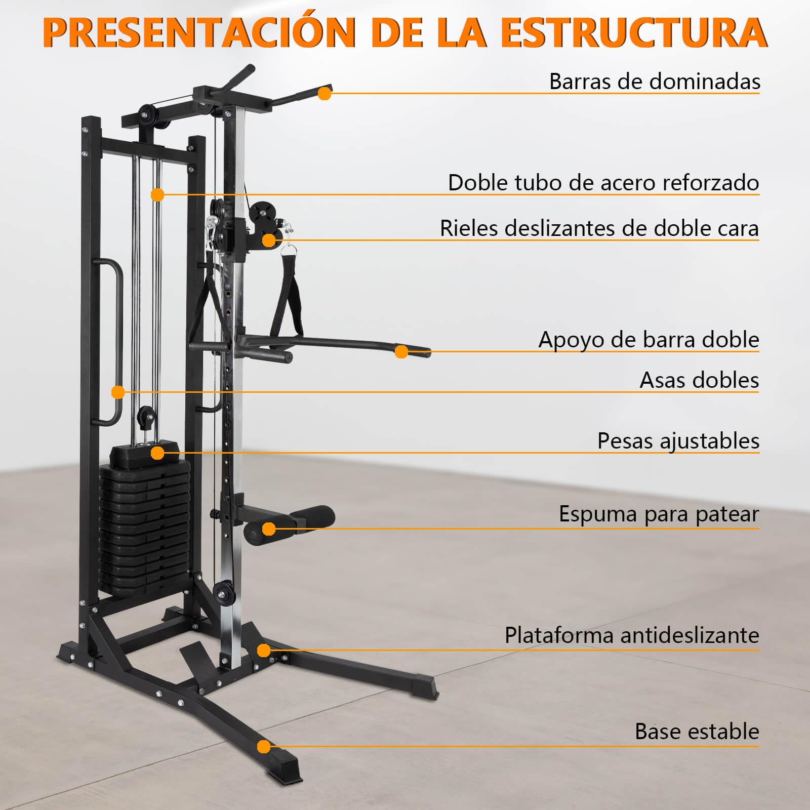 ALLinLIFE Máquina de Musculación Multiestación Musculación,Maquina Multifuncion Musculacion Jaula Musculacion para Estación de dominadas con Pesas,Maquina Gimnasio para Fitness Gimnasio en Casa