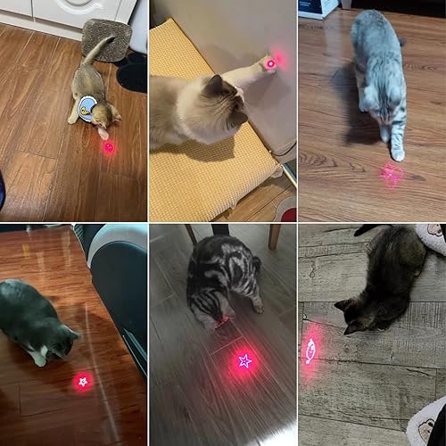 Miniatura 6 de Juguetes láser para gatos, puntero láser 2 en 1, juguetes internativos para gatos de interior, juguete de varita para gatos de 3+5 modos de luz,