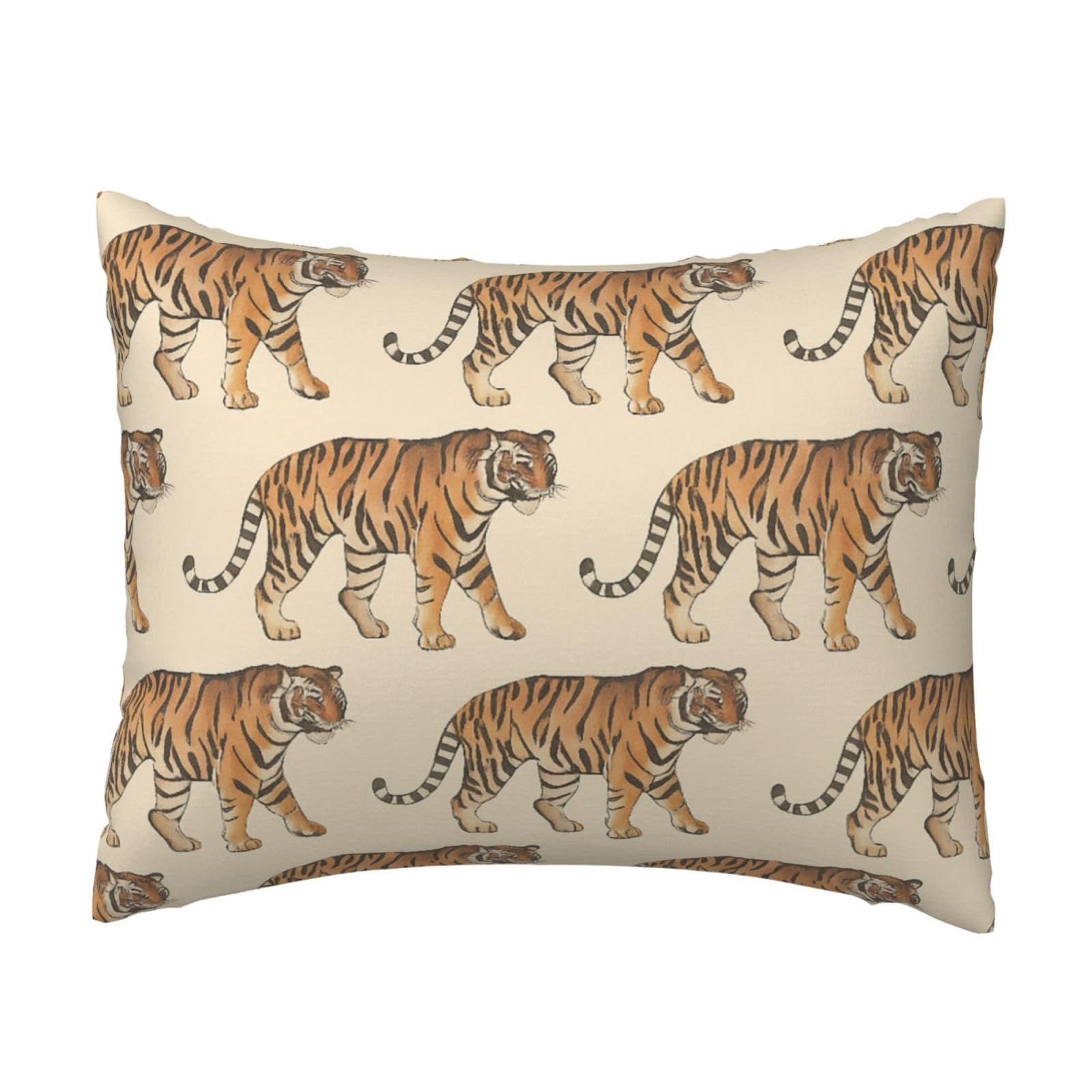 Wild Tiger Pillowcase Soft Plush with Zipper Decorative Pillowcovers 16x20 in