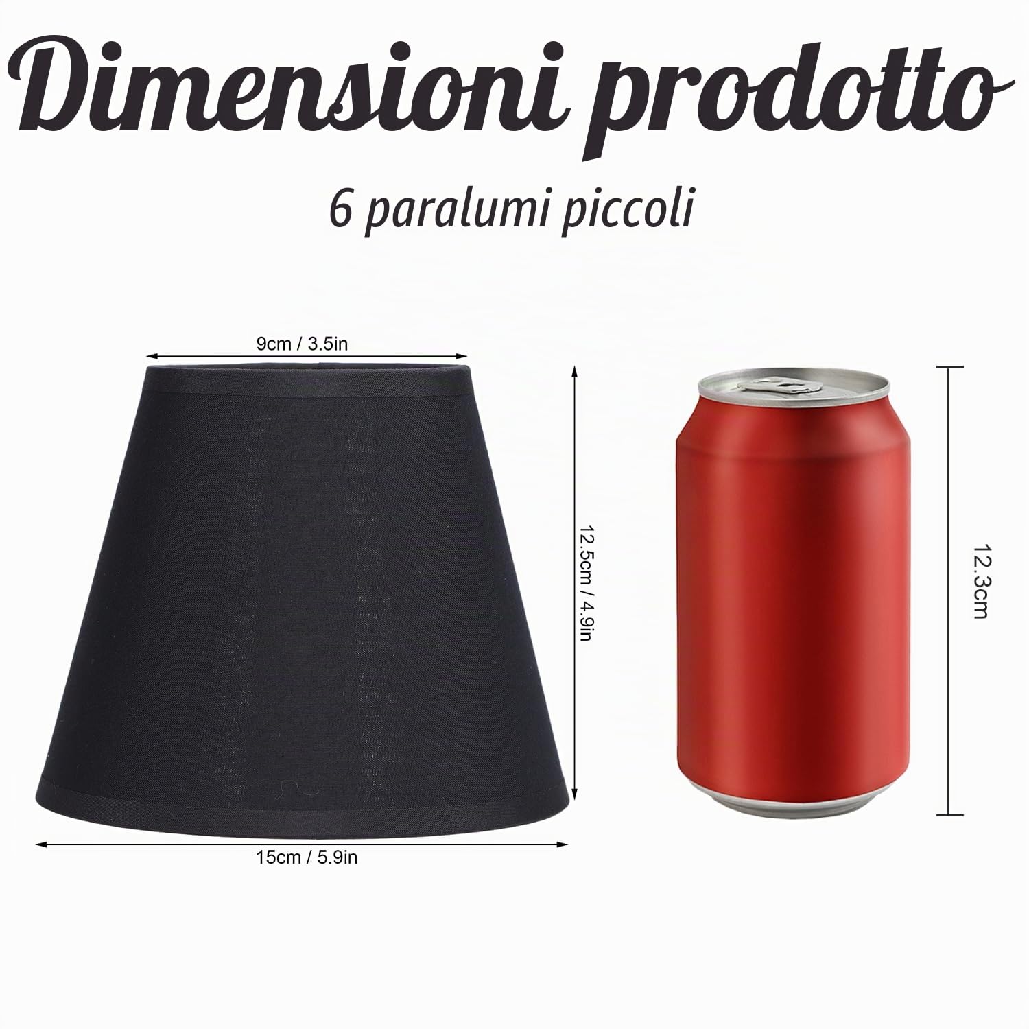 6 Pezzi E14 Paralumi in Tessuto 5,9 * 3,5 * 4,9 Pollici Clip-On Ad Alta Trasmissione Luminosa Candela Tavolo Paralume in Cristallo Lampadario per Lampadine E14 Lampade