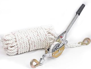 NEIKO 02250A Rope Puller, 3/4-Ton (1,500 lbs) Pulling Capacity, 98Ft, 2 Hook, Heavy Duty Power Cable Come Along Tool with Dual Gears, Hand Winch Cable, Automotive Hoist Winch Puller, Recovery Gear