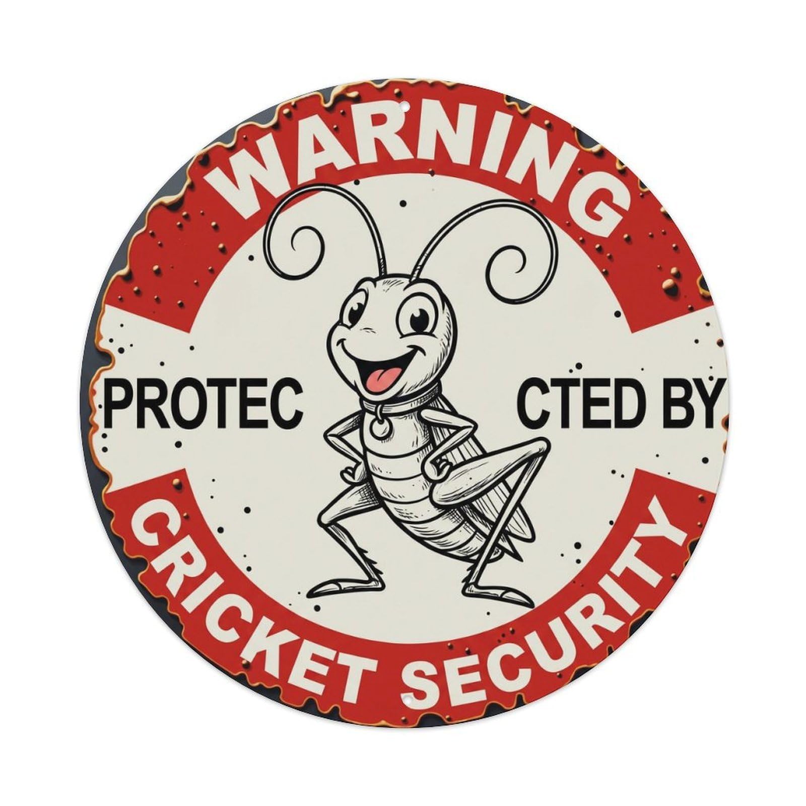 Tgrcjimh Style Metal Tin Sign Warning Protected By Cricket Security Vintage