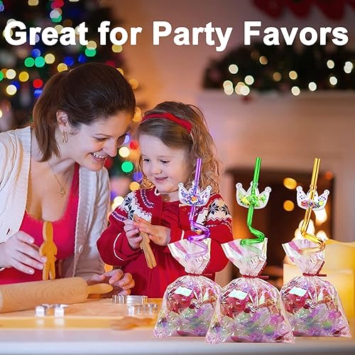 Miniatura 6 de 24 pajitas reutilizables con purpurina para fiestas, 6 diseños, ideales para fiestas de cumpleaños temáticas de princesa, suministros con 2 cepillos