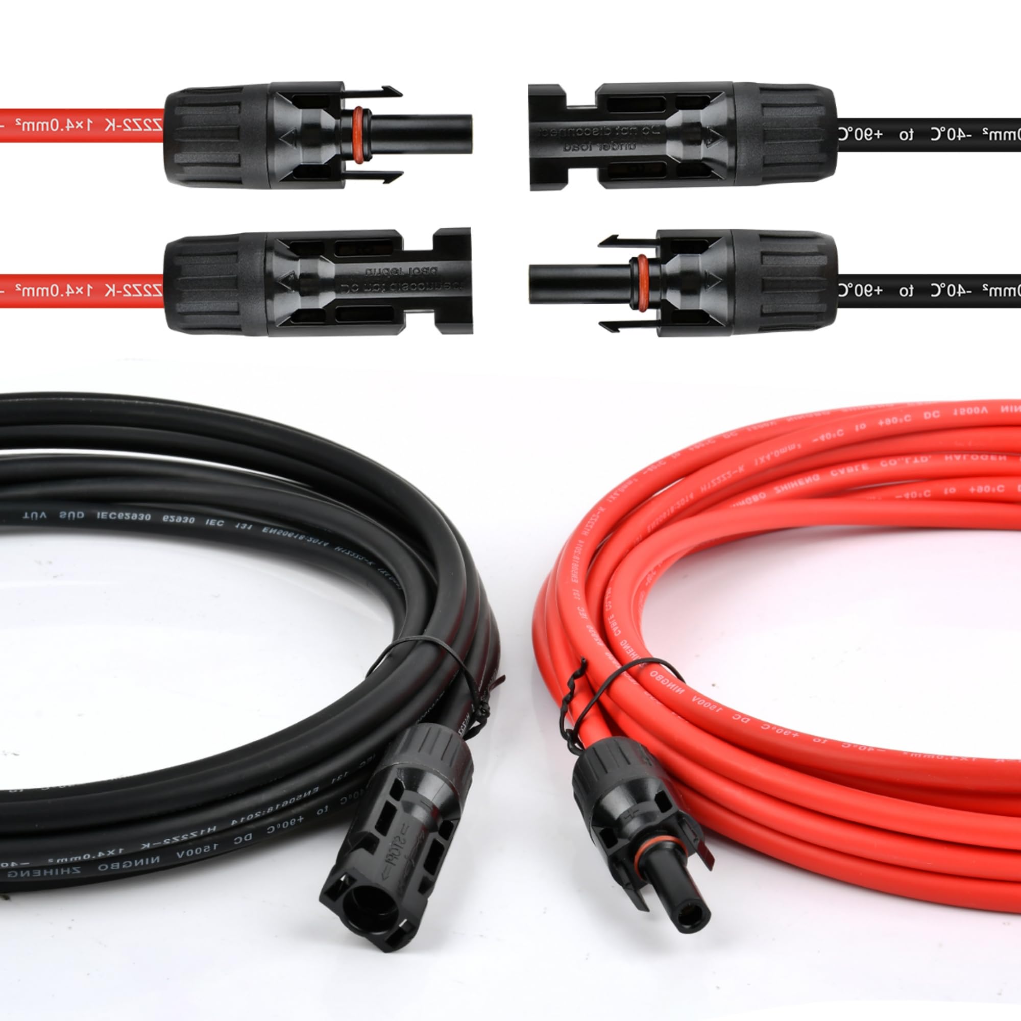 Rallonge de panneau solaire de 4 mm² - 5 m - Câble d'extension de panneau solaire étanche IP68 avec connecteurs femelles et mâles - Connecteurs - Câbles et adaptateurs (rouge + noir)