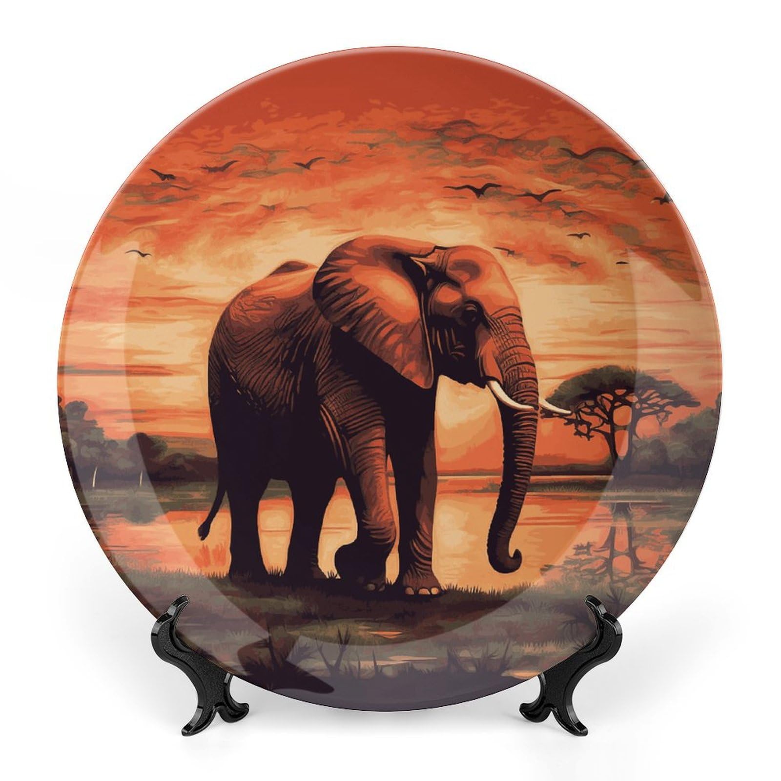 Platos decorativos de porcelana con soporte de mesa y colgador de pared VFKLT de 10 pulgadas