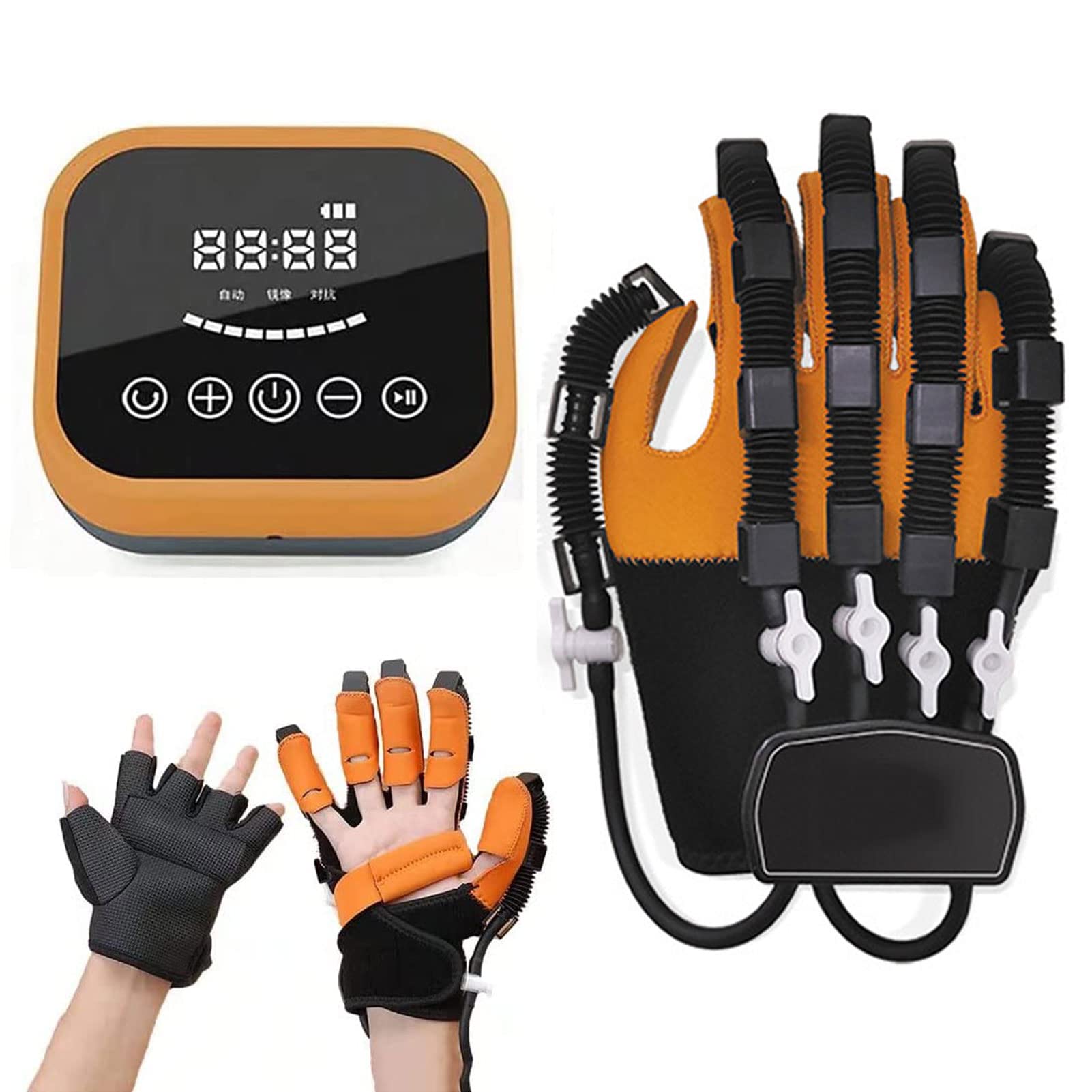 Guantes De Robot De Rehabilitación De Dedos, Férulas para Dedos Guantes para órtesis de Dedo, Exoesqueleto Entrenamiento Manual Férula de Mano Funcional(Size:Derecha-L)