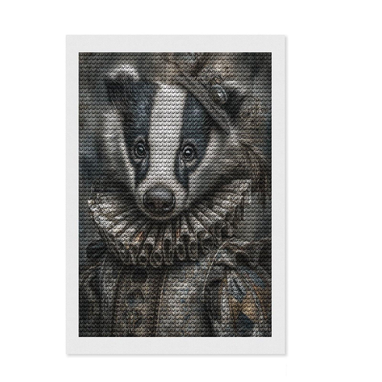 Junmoney Regal Badger Portrait Diamond Painting Set 8"x12", Complete Accessories, Satisfying Creative Project, Stress Relief Craft, Office Decor